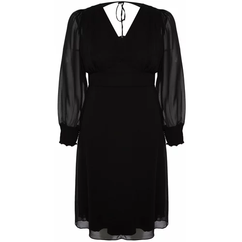 Trendyol Curve Black Slit Detailed A-line Woven Dress