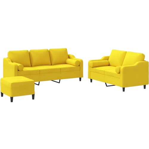 vidaXL 3-dijelni set sofa s jastucima svjetložuti od tkanine Cijene
