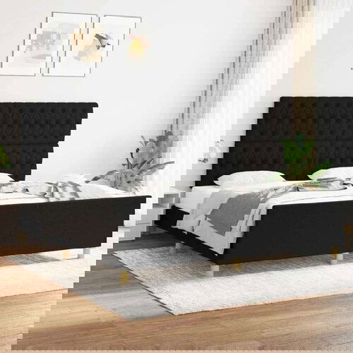  Za krevet s uzglavljem crni 180 x 200 cm od tkanine Slike