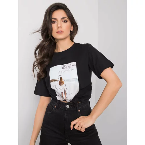 Fashion Hunters Black T-shirt with application and print