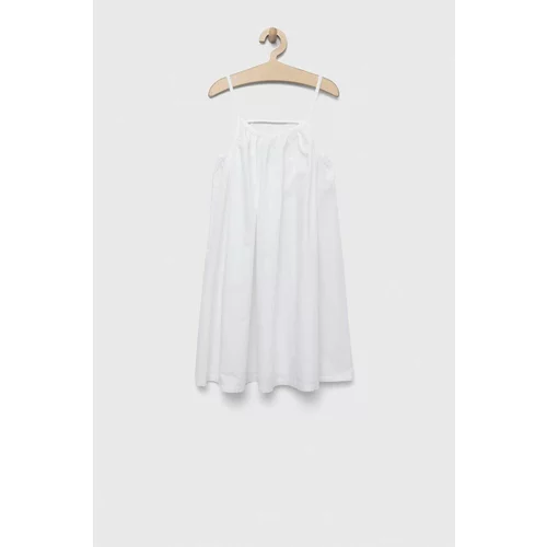United Colors Of Benetton Otroška bombažna obleka bela barva