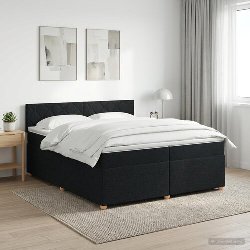  Boxspring krevet s madracem Crna 200 x 200 cm Tkanina Cene
