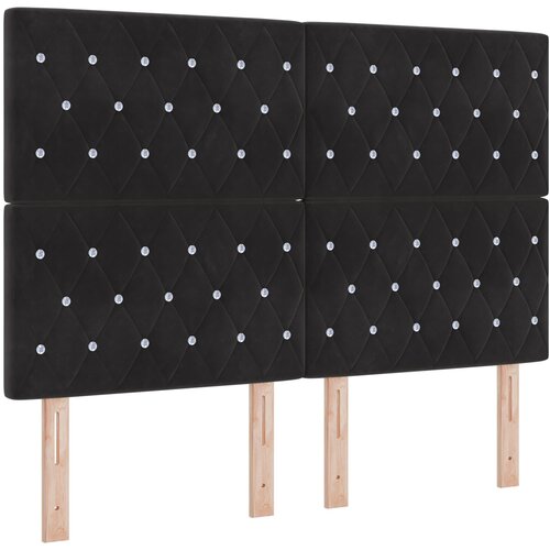 vidaXL Naslonjalo z kristalnimi gumbi, nabranimi robovi, črno, 160 cm, žamet, (22083607) Cene