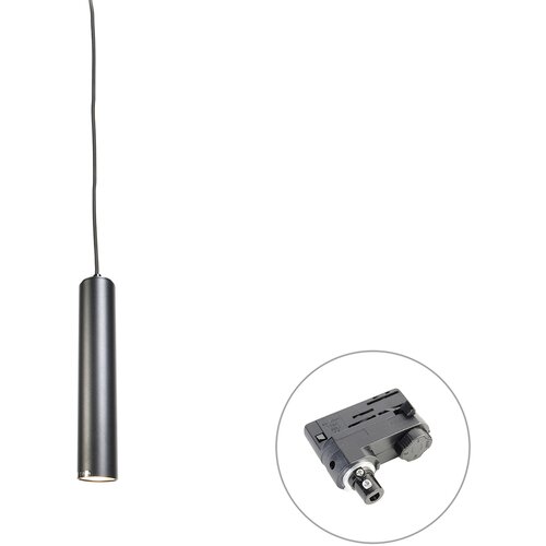 QAZQA Professional Dizajnerska viseča svetilka črna vklj. adapter za tirnico 3-fazna - 3-fazna Tuba Small Slike