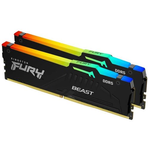 Kingston DIMM DDR5 64GB (2x32GB kit) 5200MT/s KF552C36BBEAK2-64 Fury Beast RGB EXPO RAM memorija Slike