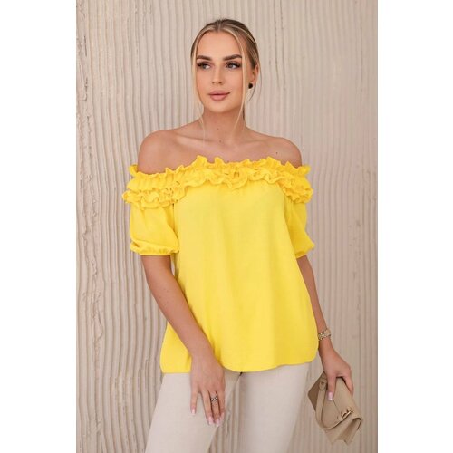 Kesi Spanish blouse with a small ruffle of yellow color Slike