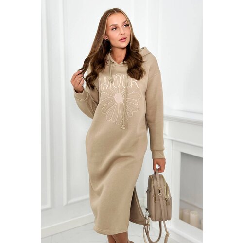 Kesi Long insulated dress with light beige embroidery Slike