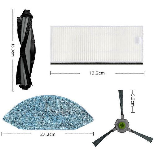 INORCO Glavna stranska krtaa Hepa Filter Mop Cloth Rag Zamenjava za sesalnik Deebot Ozmo U2 / U2 Pro S, (21982294) Slike