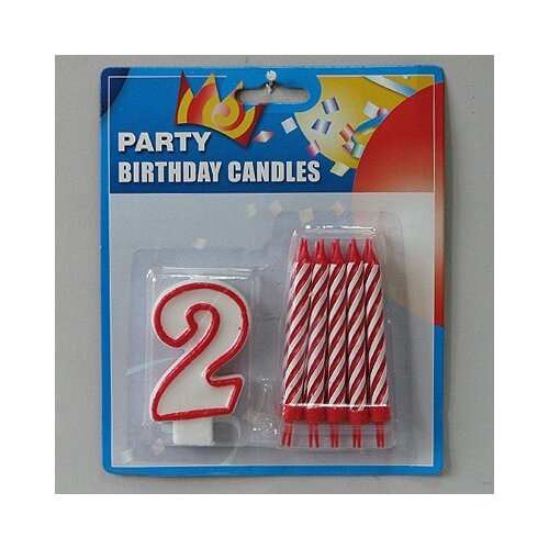  Svećice (10kom) sa BROJEM 2 visinabr.8cm/sveć.9cm Cene