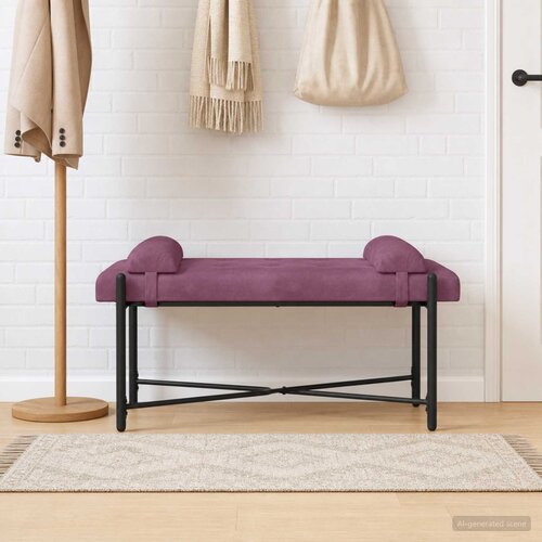  Klupa s gumbima i jastučićima Ljubičasta 110 x 40 x 46 cm Cijene