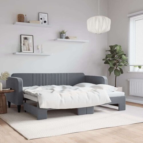  Izvlečna dnevna postelja temno siva 80x200 cm žamet Cene