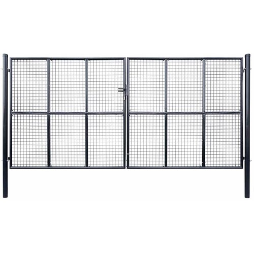  Vrtna vrata od mrežastog čelika 400x175 cm siva Cene