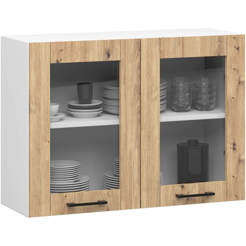 AKORD OLIWIA Kabinet za prikaz W80 H580 BELO / UMETNI HRAST, (21713698) Cene