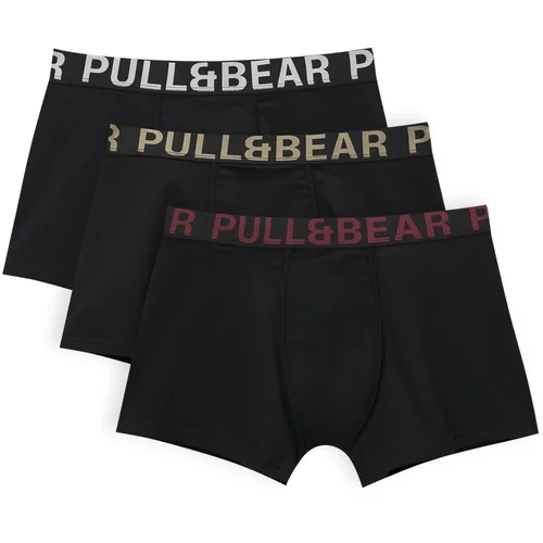 Pull&Bear Boksarice svetlo rjava / burgund / črna / bela