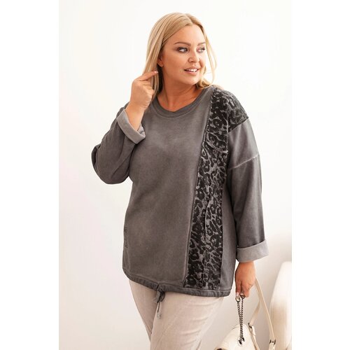 Kesi Włoski Women&amp;#039;s Plus Size washed hoodie with a print graphite Slike