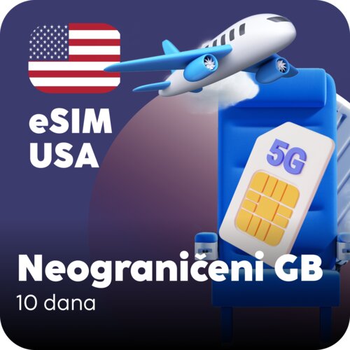 Ananas eSIM Sjedinjene Američke Države eSIM kartica - Neograničena količina prepaid mobilnih podataka za 10 dana Cene