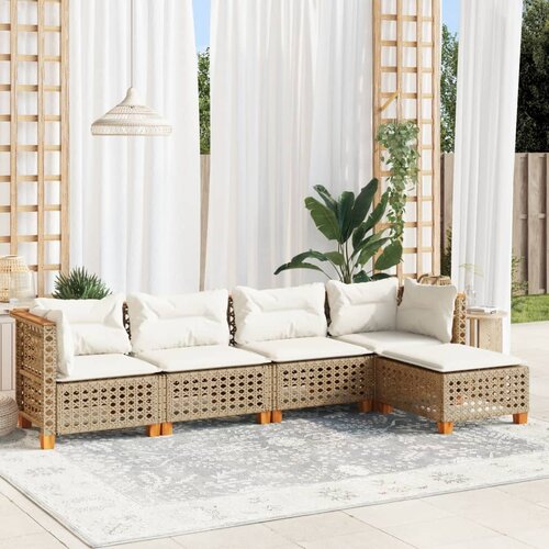 vidaXL 5-dijelni vrtni set sofa s jastucima bež od poliratana Cijene