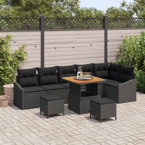  Sjedeća garnitura za vrt 9 kom. Crna poliratan 288.5 x 123.5 x 85 cm Cijene