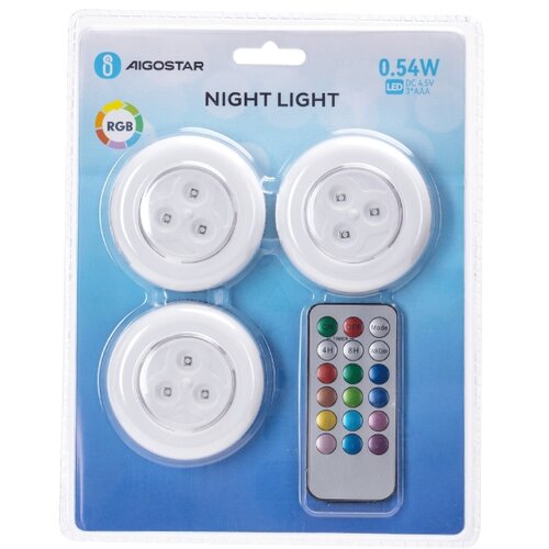 Aigostar SET od 3 prenosna RGB LED noćna svetla, LED/3xAAA + daljinski upravljač Slike