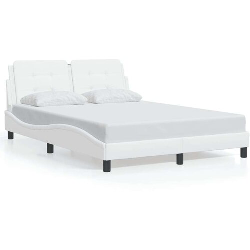 VidaXL okvir kreveta s LED svjetlima bijeli 140x190 cm od umjetne kože Slike