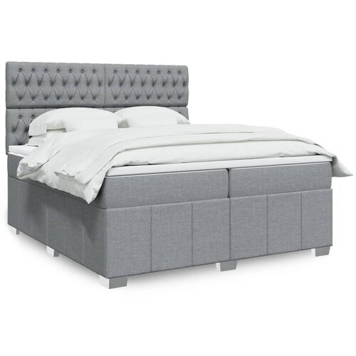vidaXL Box spring postelja z vzmetnico svetlo siva 200x200 cm blago Cene
