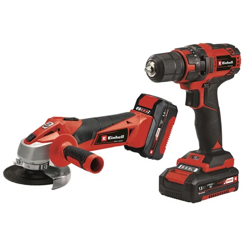 Einhell set alata TC-TK 18 Li Kit PXC,1kom akumulatorska bušilica/odvijač,kutna brusilica,+1,5 Ah, 3,0 Ah)