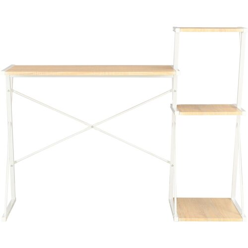 Maison Chic Pisalna miza - pisarniška miza - Računalniška miza s polico bela in barva hrasta 116x50x93 cm, (21785384) Cene