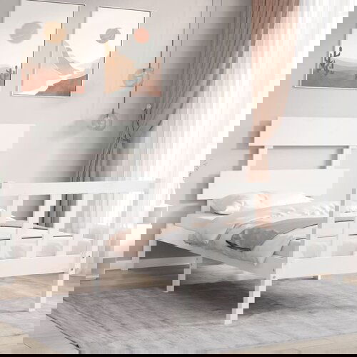 vidaXL Okvir kreveta s uzglavljem bijeli 90 x 200 cm od masivnog drva Cijene