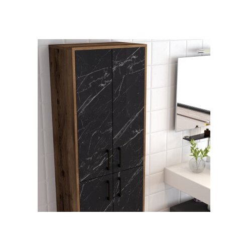 Hanah home Berlin A - Walnut, Black Marble WalnutBlack Multi Purpose Cabinet Cijene