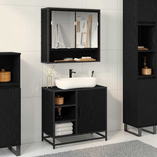 vidaXL set namje&scaron;taja za kupaonicu 2 pcs crni hrast konstruirano drvo Cijene