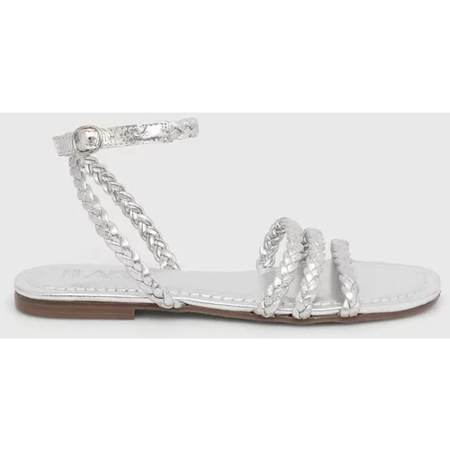 Answear Lab Kožne sandale za žene, boja: srebrna