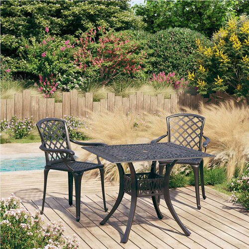  3-dijelni bistro set od lijevanog aluminija crni Cijene
