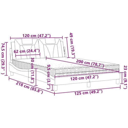  Krevet s madracem crno-bijeli 120 x 200 cm od umjetne kože Slike