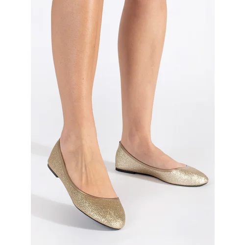 Shelvt Gold flat glitter ballerinas