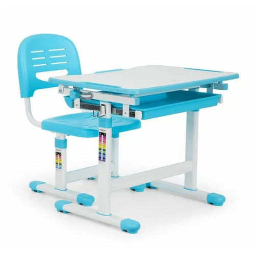 OneConcept Annika otroška pisalna miza, dvodelni set, miza, stol, višinsko nastavljiva, modra