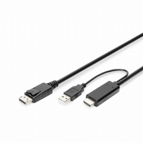 Digitus DisplayPort / HDMI priključni kabel DisplayPort utikač, HDMI A utikač 2 m crna AK-330111-020-S pozlaćeni kontakti HDMI kabel Cijene