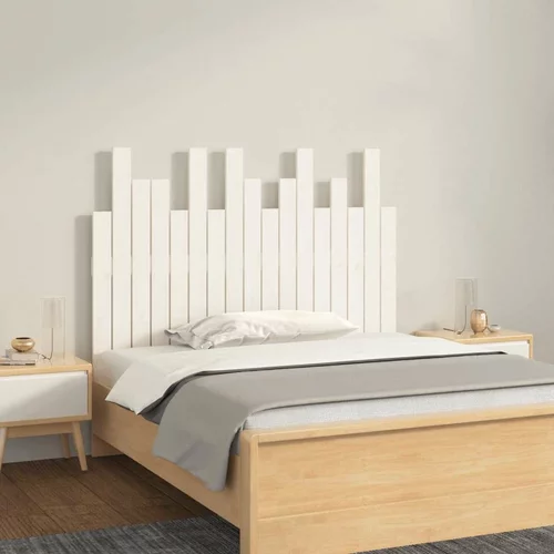  Stensko posteljno vzglavje belo 108x3x80 cm trdna borovina, (20738269)