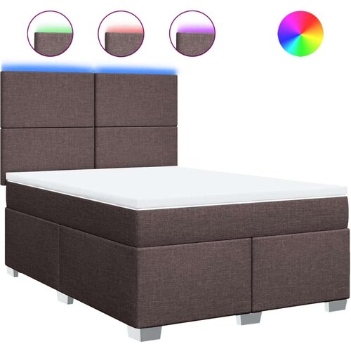 VidaXL Krevet s oprugama i madracem tamnosmeđi 140 x 190 cm od tkanine Slike