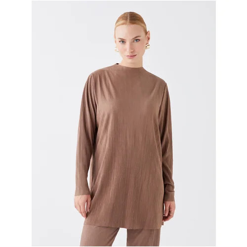 LC Waikiki Women's Stand Up Collar Straight Long Sleeve Oversized Tunic