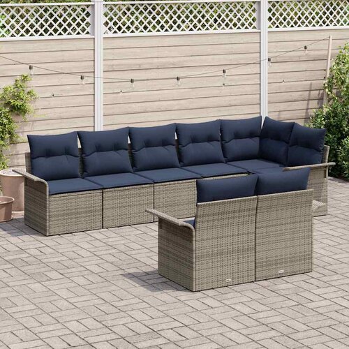  Sjedeća garnitura za vrt 8 kom. Siva poliratan 297,5 x 132,5 x 85 cm Slike