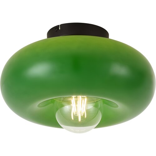 QAZQA Retro stropna svetilka črna z zelenim steklom 30 cm - Glaze Slike