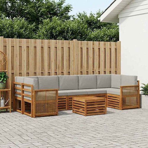  Set vanjskih sofa 8 kom. Prirodna i svjetlosiva Slike