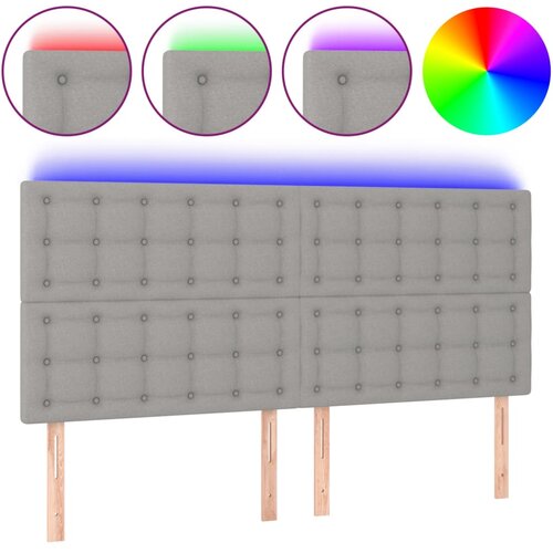 Maison Chic LED Posteljno vzglavje - Vzglavna omarica - Nočna omarica svetlo sivo 180x5x118/128 cm blago, (21708412) Slike