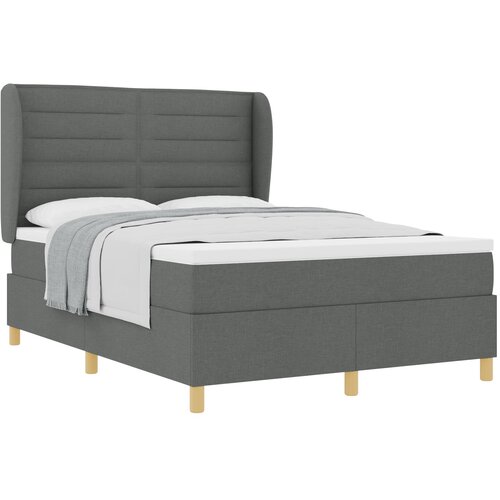 vidaXL Box Spring Krevet s Madracem Tamno Siva 140x200 cm Tkanina Cene