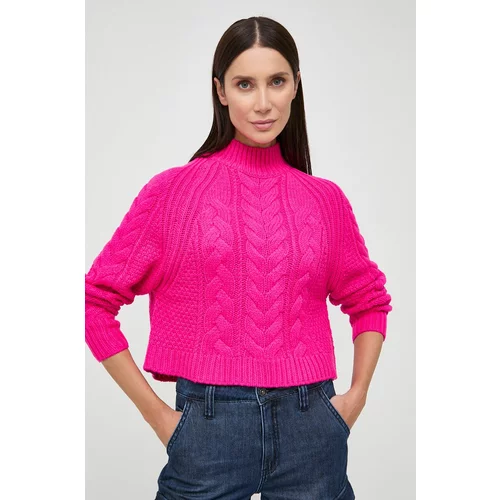 Morgan Pulover s dodatkom vune za žene, boja: ružičasta, s poludolčevitom
