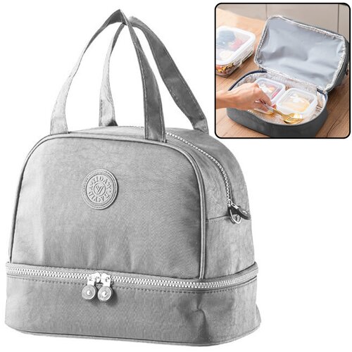  Funkcionalna i elegantna termo torba za ručak 27cm - siva Slike