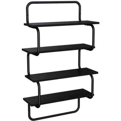  Polica sa 4 nivoa Crni hrast 40 x 24,5 x 104 cm Slike