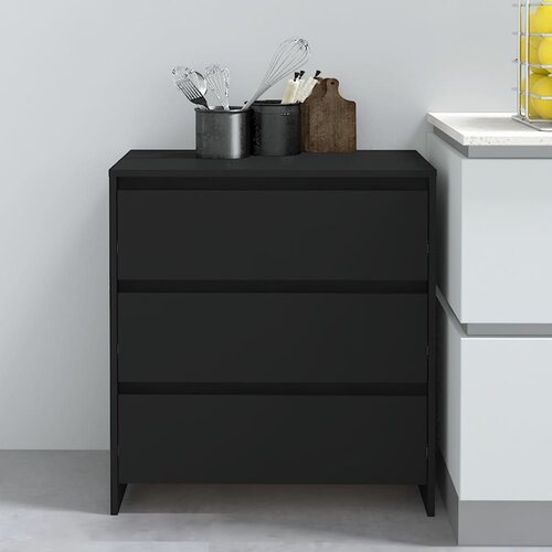  Komoda crna 70 x 41 x 75 cm od konstruiranog drva Cijene