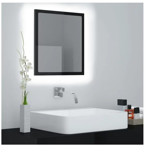  LED kopalniško ogledalo visok sijaj črno 40x8,5x37 cm