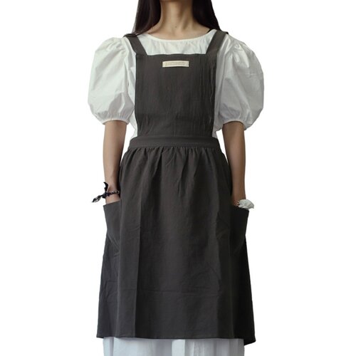 INF Lanena bombažna predpasnik - Cross Back Pinafore za umetnost, kavarno in delo Grey, (5000078413) Cene